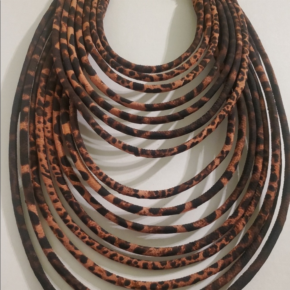 Brand New Handmade Python Fabric Layered Necklace - Picture 2 of 2